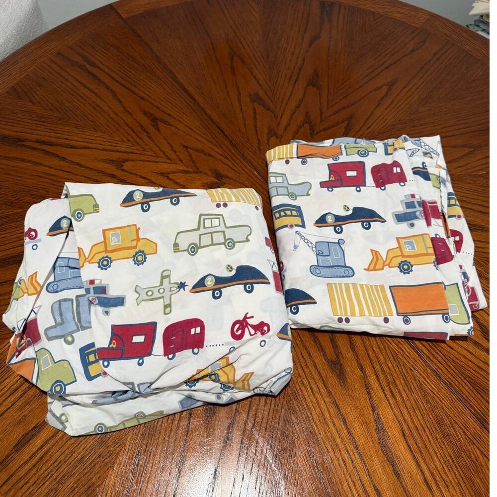 Pottery Barn Kids Vehicle Cars Trucks Sheet Set | Full Size | No Pillowcase